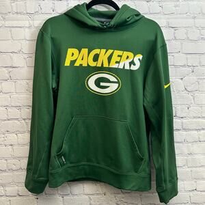 Nike Green Bay Packers Green Pullover Hoodie Logo Therma-Fit Size Small
